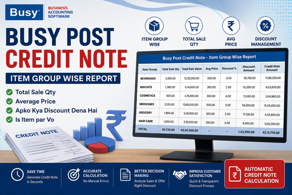 Post Credit Note Item Group Wise Busy Addon